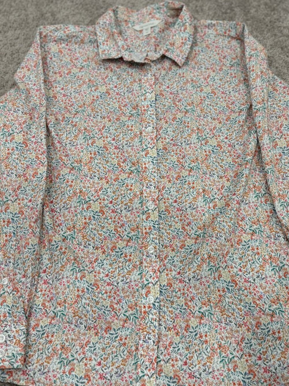 Garnet Hill 100% Organic Pima Cotton Floral Shirt | Size 12